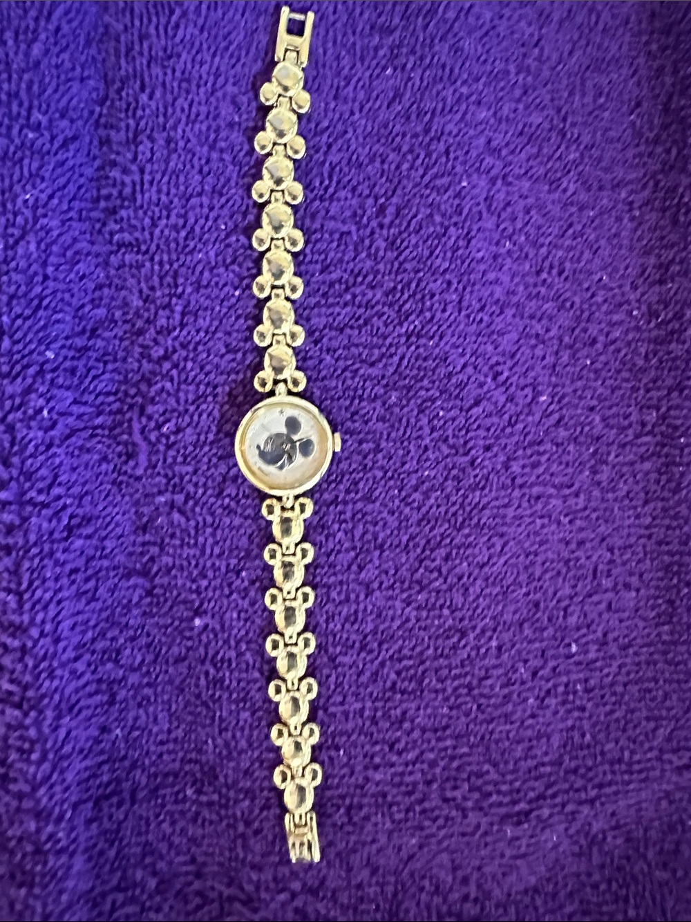 Disney Gold-Tone Mickey Link Bracelet Watch with Mickey Mouse Face